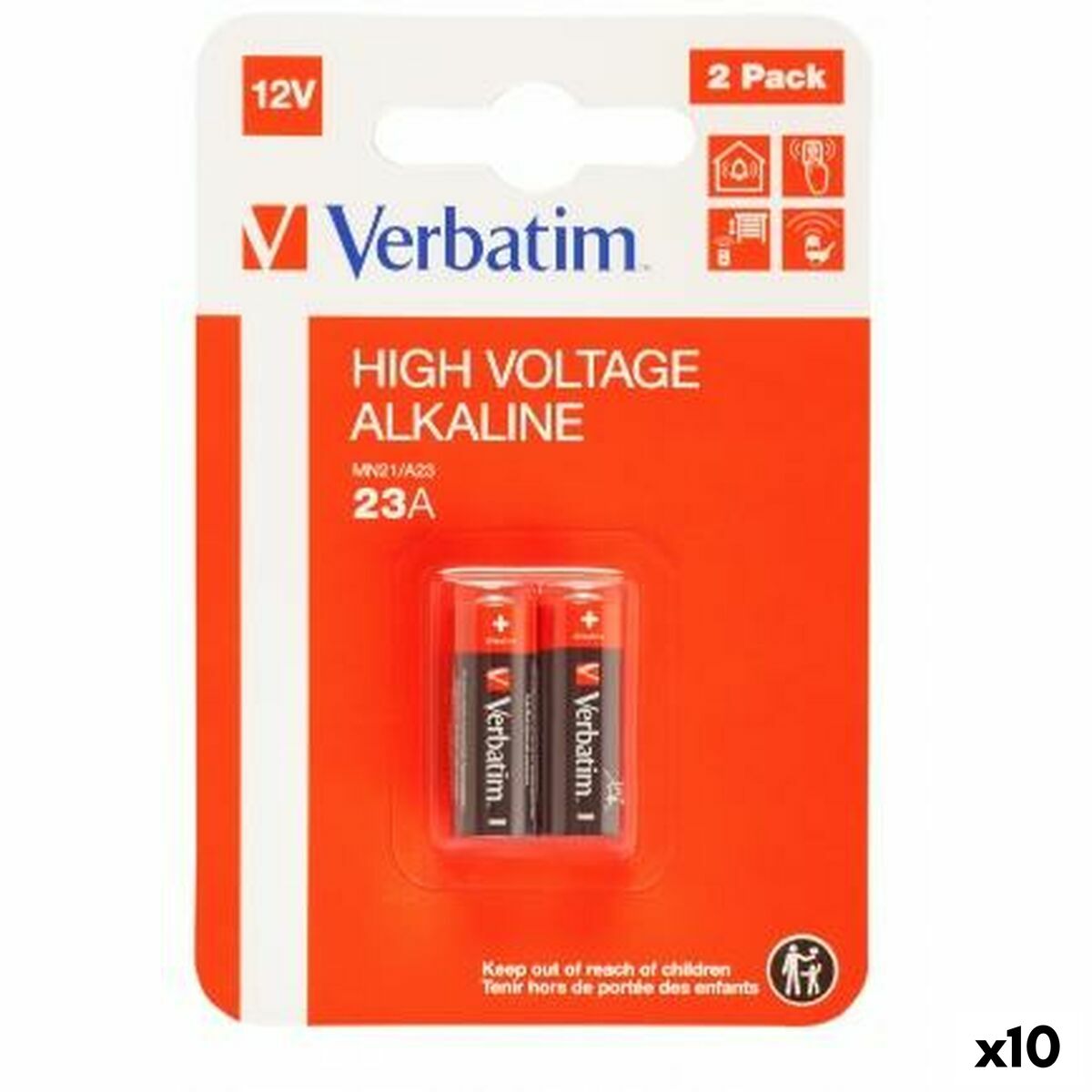 Batteries Verbatim 12 V LR23A (2 Pièces) (10 Unités)