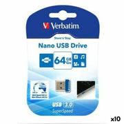 Clé USB Verbatim NANO STORE'N'STAY Bleu Noir 64 GB (10 Unités)
