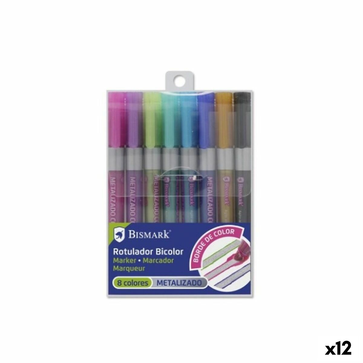 Ensemble de Marqueurs Bismark BICOLOR Multicouleur 8 Pièces (12 Unités)