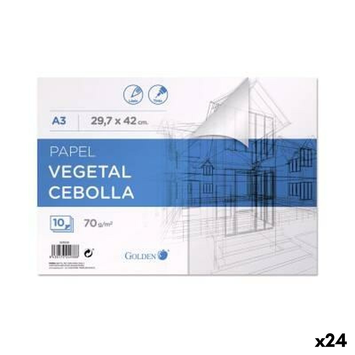 Papier végétal Golden A3 10 Volets (24 Unités)