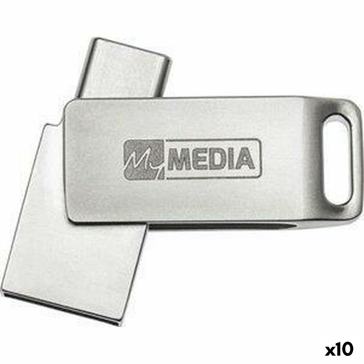 Clé USB MyMedia HIGH SPEED DUAL Argenté 128 GB (10 Unités)