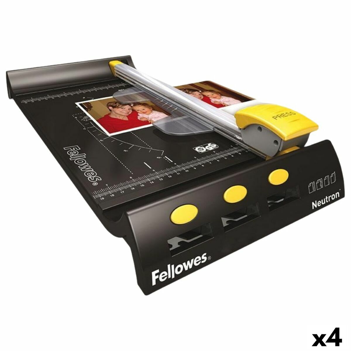 Rogneuse Fellowes NEUTRON Noir Argenté A4 (4 Unités)