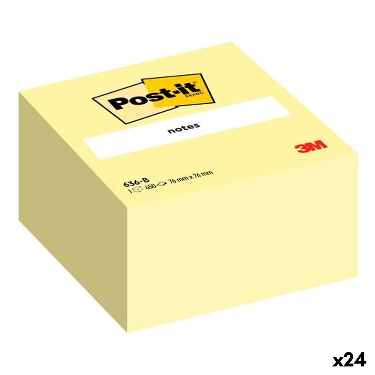 Notes Adhésives Post-it Jaune 76 x 76 mm (24 Unités)