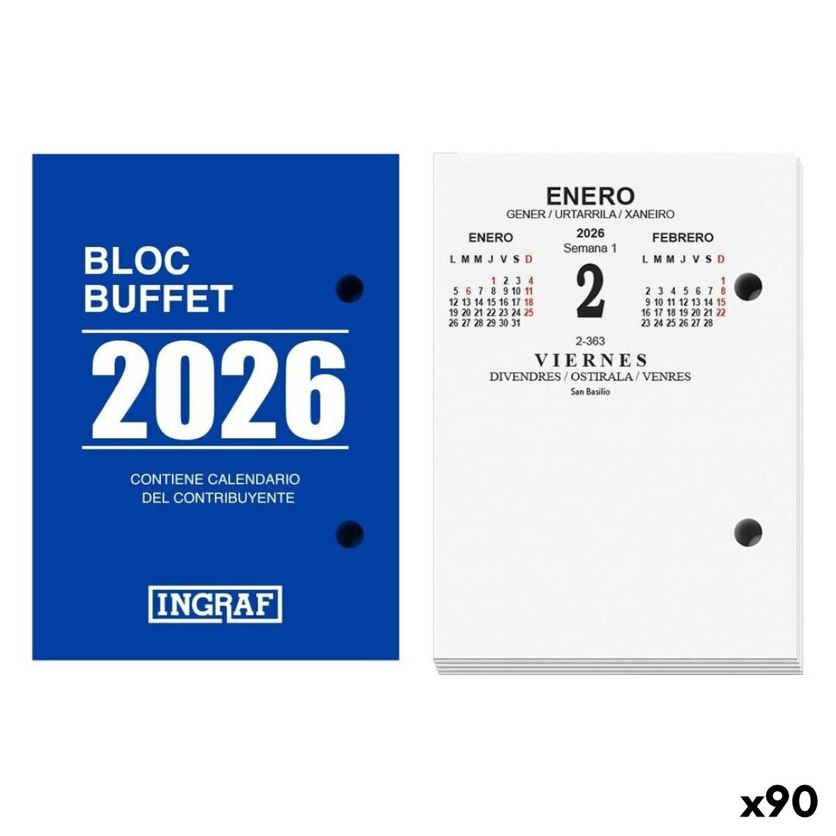 Calendrier de bureau Ingraf Buffet 2026 (90 Unités)