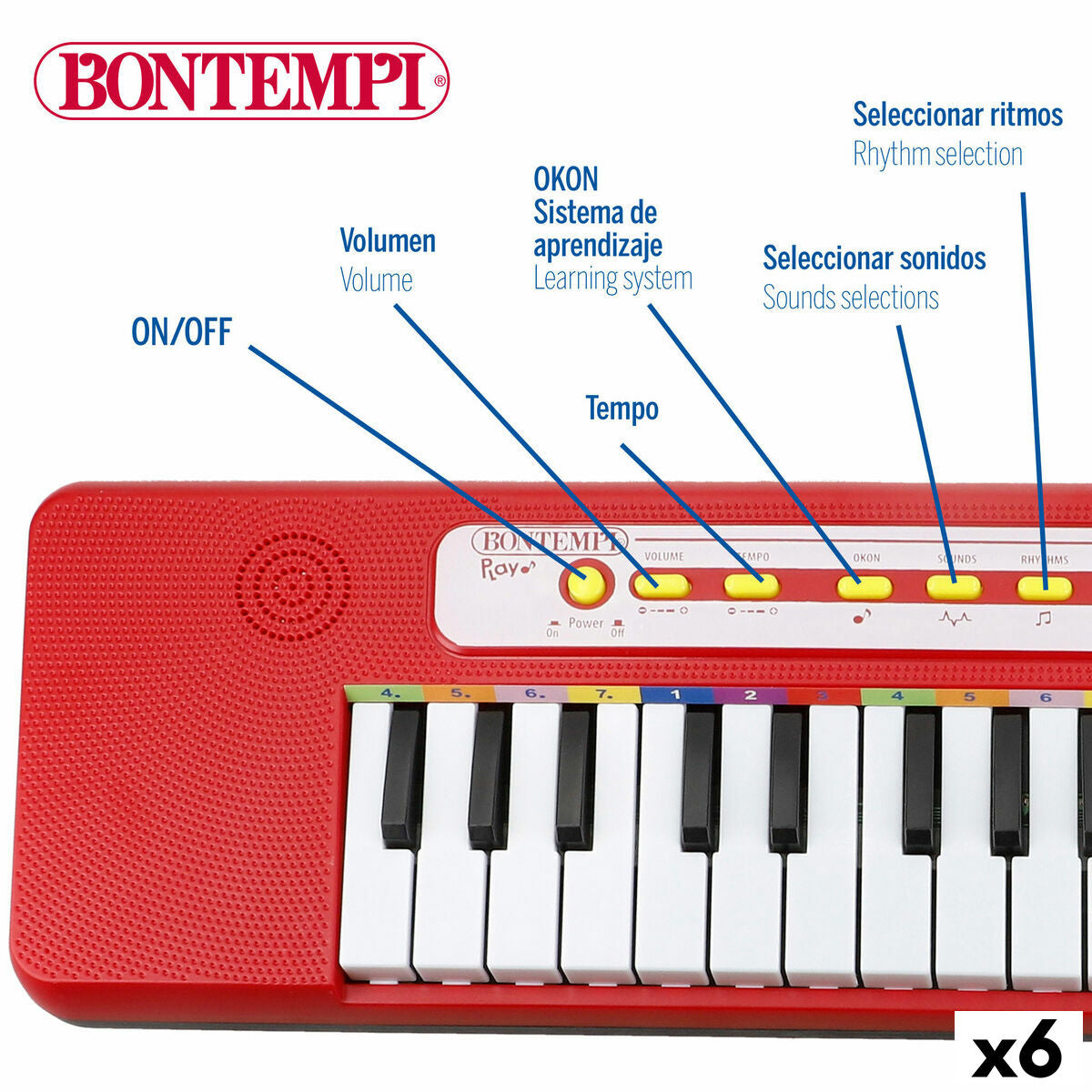 Clavier Bontempi 47 x 3,5 x 13 cm (6 Unités)