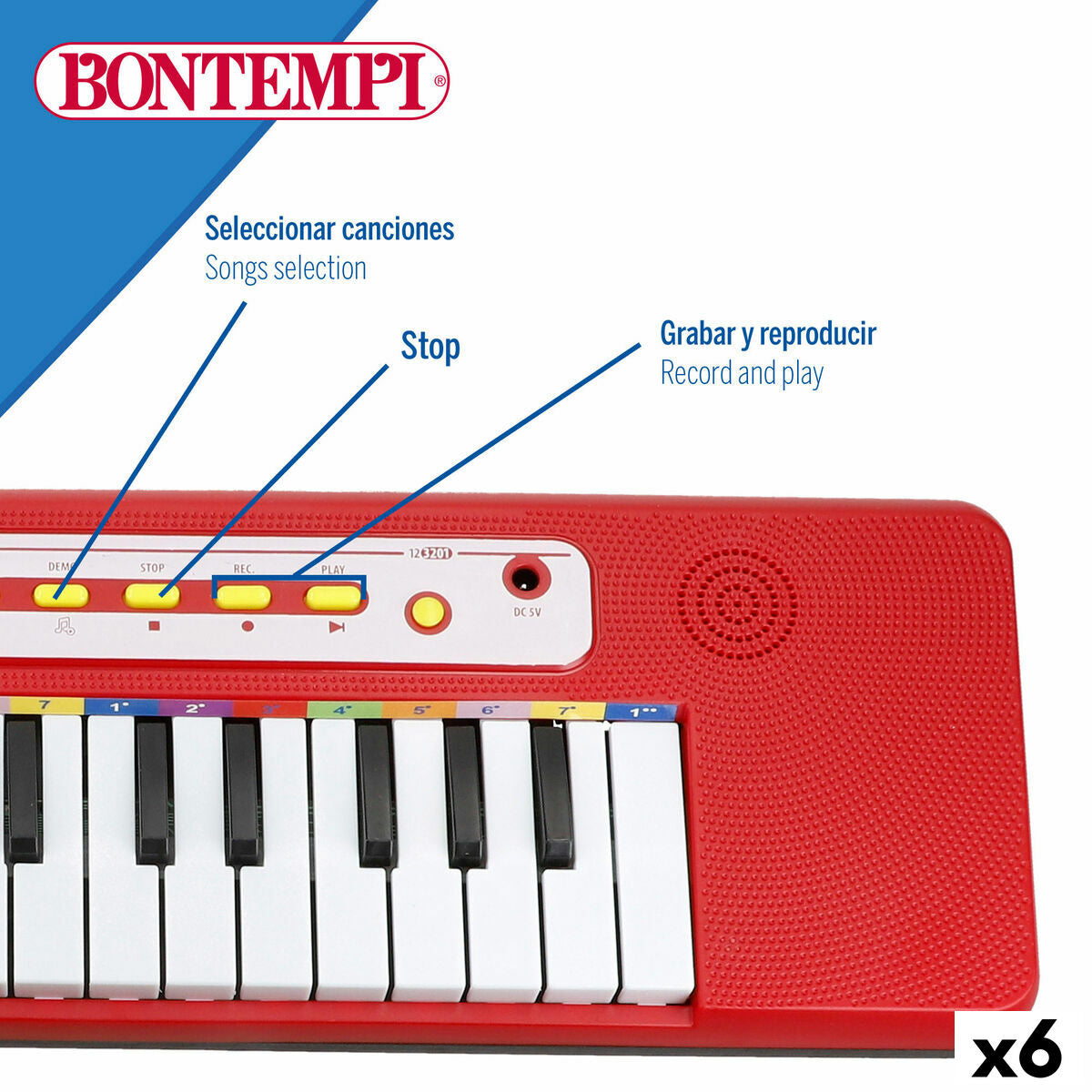 Clavier Bontempi 47 x 3,5 x 13 cm (6 Unités)
