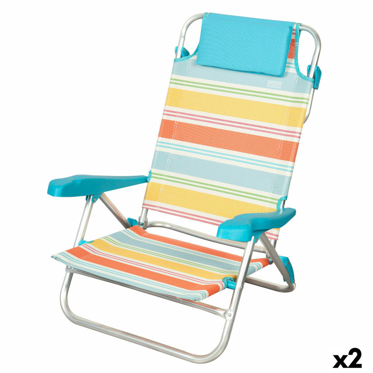 Chaise de Plage Aktive Multicouleur 48 x 90 x 60 cm (2 Unités)